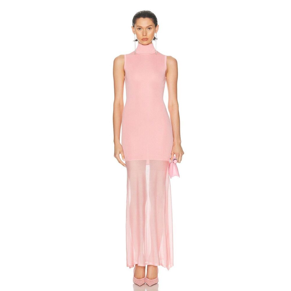 SEROYA‎ Amine Maxi Dress in Coral Blush Size Medium Small Fabric Discoloration